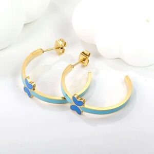 18 k gold plated stainless steel enamel hoop